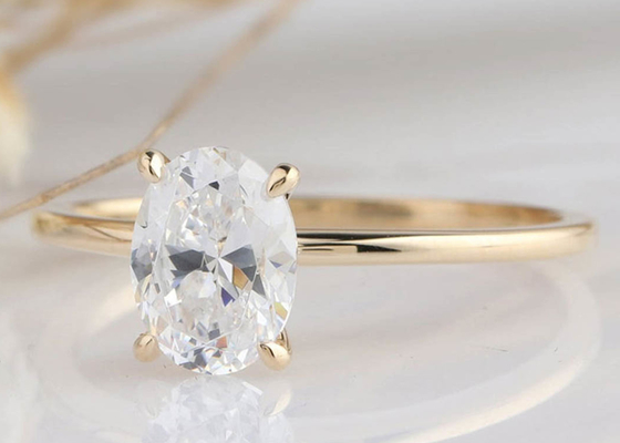 Goldmaterials 0.7×0.9cm 1.5ct ovale geschnittene Labor gewachsene Moissanite des Ring-14K Größe