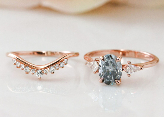 Graufarbe 1ct Labor gewachsene Moissanite Ring-9K für Verpflichtung ODM