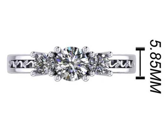 Schmuck gediegenen Golds 0.8ct 14k, Krappenfassung RD5.85mm Diamond Three Stone Ring