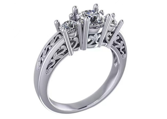 Schmuck gediegenen Golds 0.8ct 14k, Krappenfassung RD5.85mm Diamond Three Stone Ring