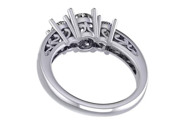 Schmuck gediegenen Golds 0.8ct 14k, Krappenfassung RD5.85mm Diamond Three Stone Ring