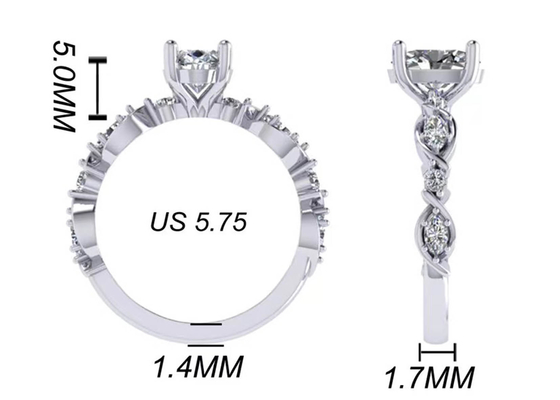 6.4mm 18k Weißgold Diamond Engagement Ring, ovales Form-Diamond Ring Soem-ODM