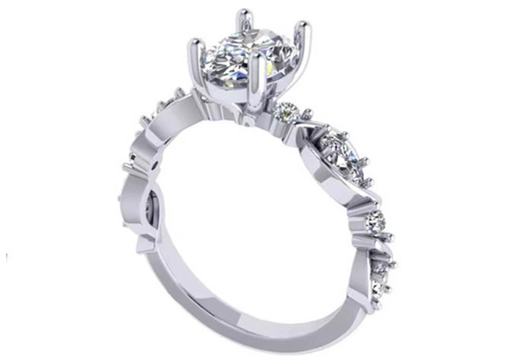 6.4mm 18k Weißgold Diamond Engagement Ring, ovales Form-Diamond Ring Soem-ODM