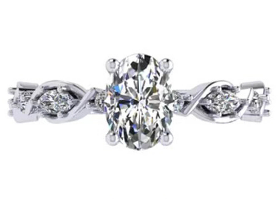6.4mm 18k Weißgold Diamond Engagement Ring, ovales Form-Diamond Ring Soem-ODM