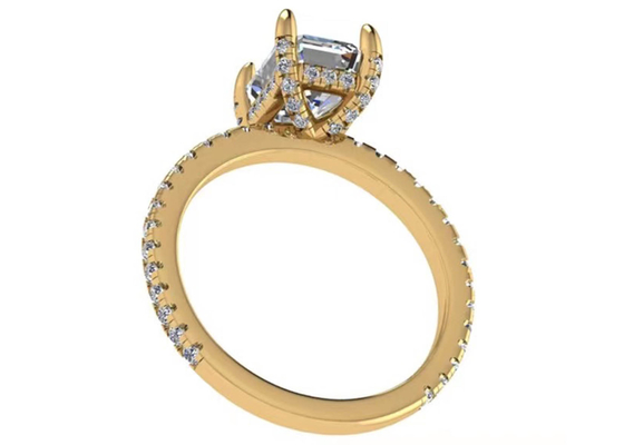 Maß-natürliches Diamant Soem Emerald Cuts 18K Rose Gold Ring Wiith 7.58×5.83mm