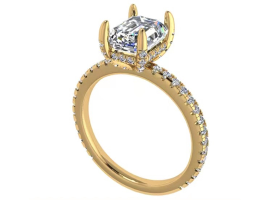 Maß-natürliches Diamant Soem Emerald Cuts 18K Rose Gold Ring Wiith 7.58×5.83mm