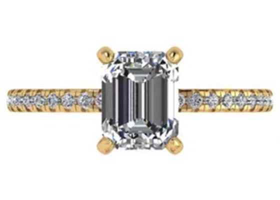 Maß-natürliches Diamant Soem Emerald Cuts 18K Rose Gold Ring Wiith 7.58×5.83mm