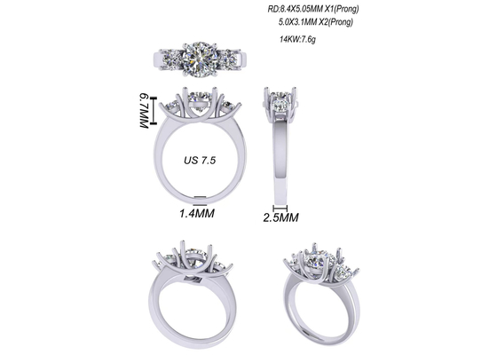 Schmuck-Weißgold-Farbe des gediegenen Golds des Rundschnitt-14k überzog 2.21g Gewicht 8.4×5.05mm