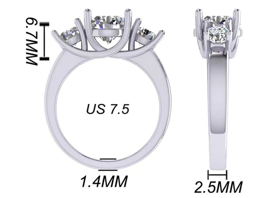 Schmuck-Weißgold-Farbe des gediegenen Golds des Rundschnitt-14k überzog 2.21g Gewicht 8.4×5.05mm