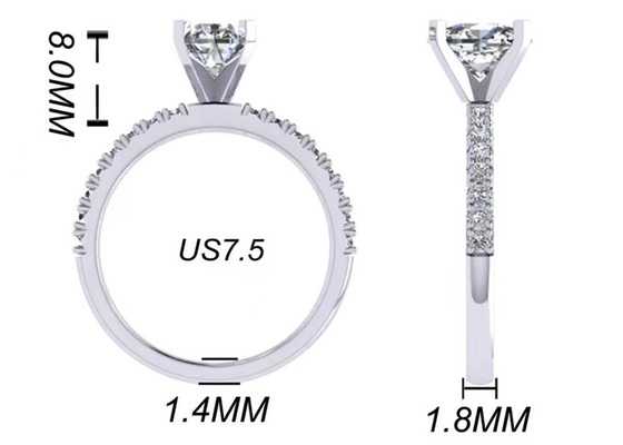 Karat-ovale Diamond Rings 2.45g des Rundschnitt-1,5 Größe Gewichts-OV8×6MM für Verpflichtung