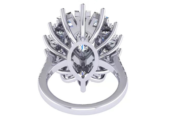 Halo-Diamond Engagement Ring White Gold-Farbe 1.5ct 49pcs überzog klassische ODM