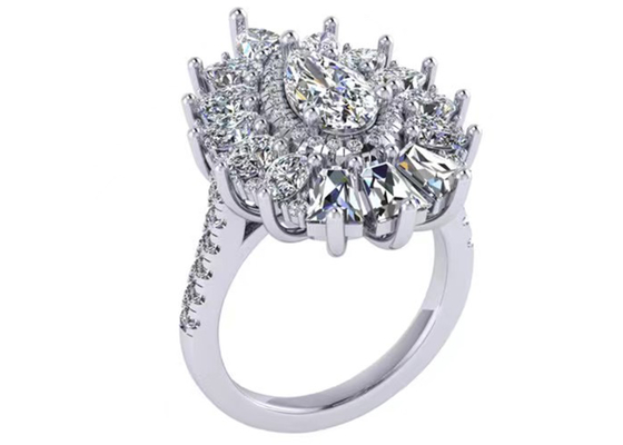 Halo-Diamond Engagement Ring White Gold-Farbe 1.5ct 49pcs überzog klassische ODM
