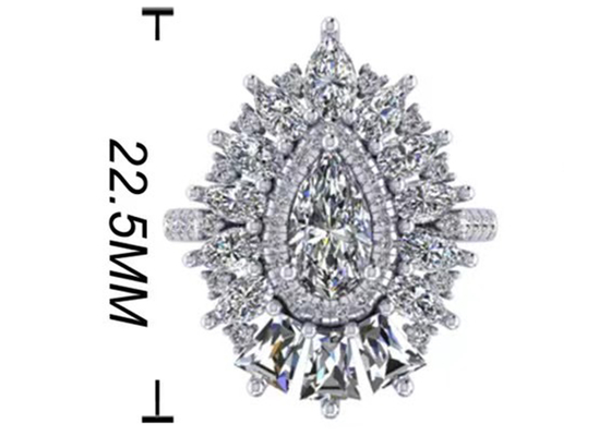 Halo-Diamond Engagement Ring White Gold-Farbe 1.5ct 49pcs überzog klassische ODM