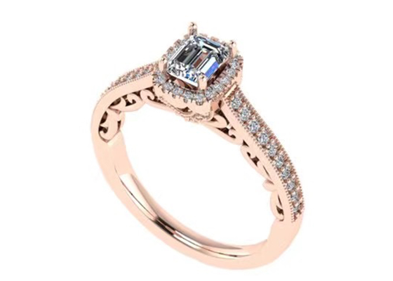 Schmuck gediegenen Golds 0.8ct 14K, stieg Goldverlobungsring einstellte RA5.6×4.5MM