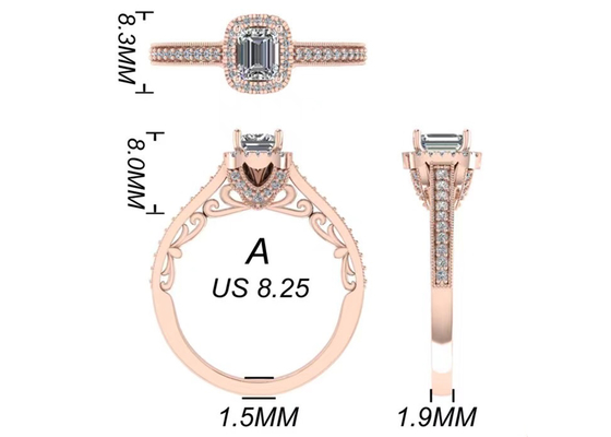 Schmuck gediegenen Golds 0.8ct 14K, stieg Goldverlobungsring einstellte RA5.6×4.5MM