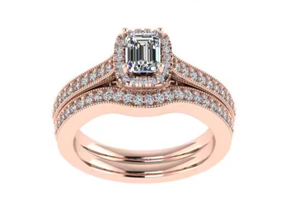 Schmuck gediegenen Golds 0.8ct 14K, stieg Goldverlobungsring einstellte RA5.6×4.5MM