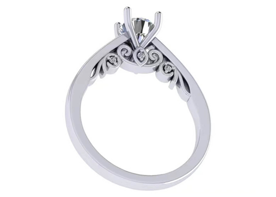 Greifer, der Ehering des Weißgold-18k, rundes Brillantschliff Diamond Ring GIA 5.35mm einstellt