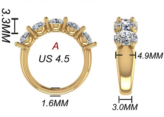 Ovale Größe des Diamant-18K Rose Gold Ring 6.43x 4.7x 3.03mm für Jahrestag