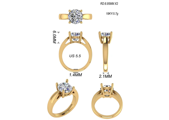 Hand, die Schmuck des gediegenen Golds 14K, natürliche Patience Diamond Rings des Rundschnitt-2.7ct einstellt