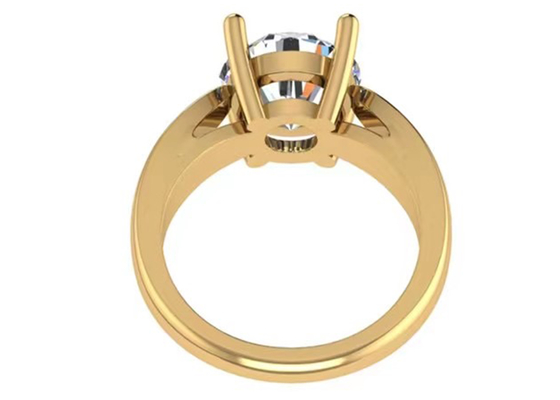 Hand, die Schmuck des gediegenen Golds 14K, natürliche Patience Diamond Rings des Rundschnitt-2.7ct einstellt