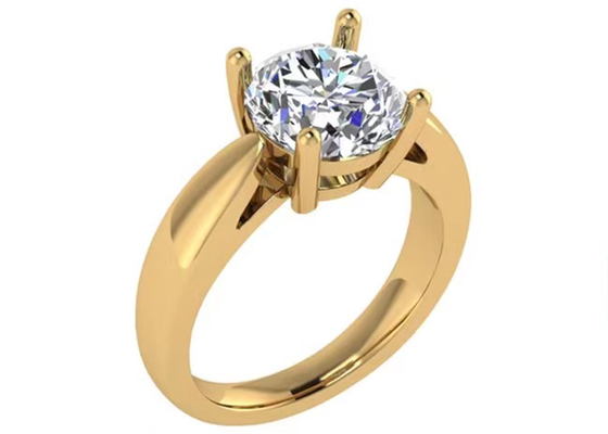 Hand, die Schmuck des gediegenen Golds 14K, natürliche Patience Diamond Rings des Rundschnitt-2.7ct einstellt