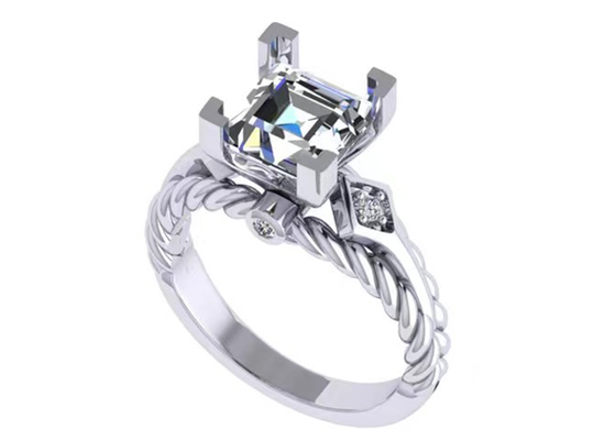 Goldprinzessin Cut Moissanite Diamond Gemstone Promise Rings 14K