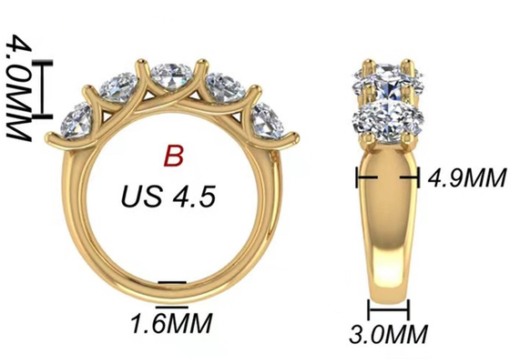 Ovales gelbes Goldverlobungsring 6.43x 4.7x3.03mm des Brillantschliff-18k ODM
