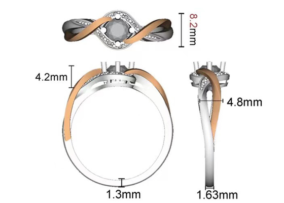 Schmuck-Übergang gediegenen Golds des Tanzanite-Schmuck-14K versieht RD6.4MM-Hauptstein mit einem Band