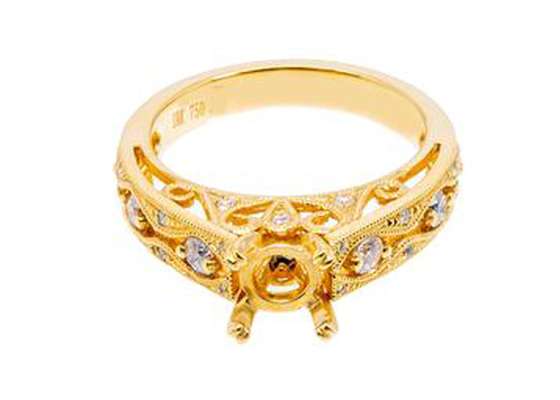 Material Ring 18K 6pcs 0.07ct Diamond Semi Mount Jewelry gelbes Gold