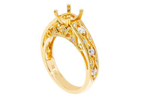 Material Ring 18K 6pcs 0.07ct Diamond Semi Mount Jewelry gelbes Gold