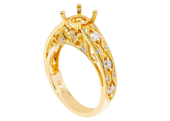 Material Ring 18K 6pcs 0.07ct Diamond Semi Mount Jewelry gelbes Gold