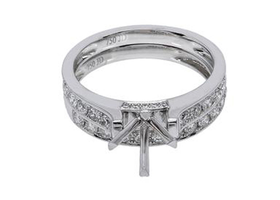 Doppelter runde Form-Verlobungsring, Weißgold-Ring Soem-ODM 0.72ct 18K