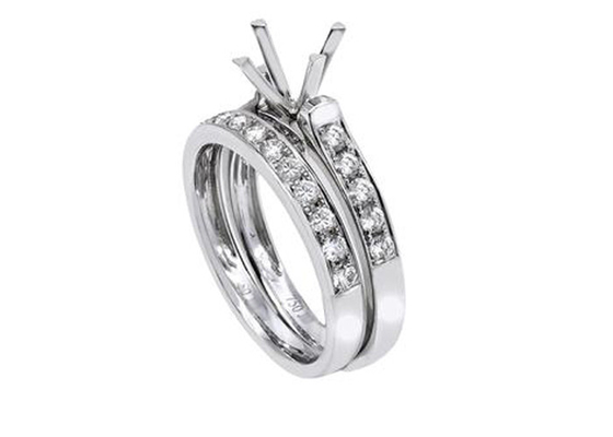 Doppelter runde Form-Verlobungsring, Weißgold-Ring Soem-ODM 0.72ct 18K