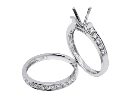 Doppelter runde Form-Verlobungsring, Weißgold-Ring Soem-ODM 0.72ct 18K