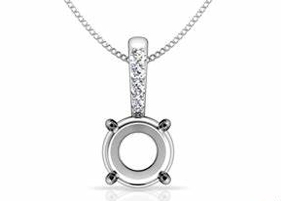 2.3g bringen halb hängende Einstellungen, 18k Weißgold Diamond Pendant 4pcs 0.1ct an