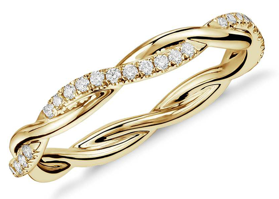 der Torsions-0.44ct der Verbindungs-14K Band-Größen-Greifer gelbes Golddes schmuck-3.8mm-4.3mm, der Art einstellt