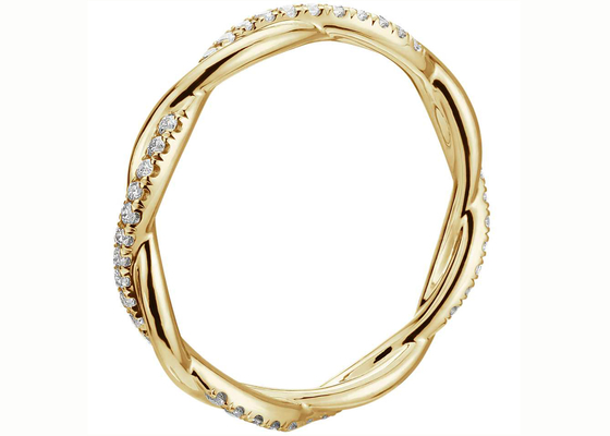 der Torsions-0.44ct der Verbindungs-14K Band-Größen-Greifer gelbes Golddes schmuck-3.8mm-4.3mm, der Art einstellt