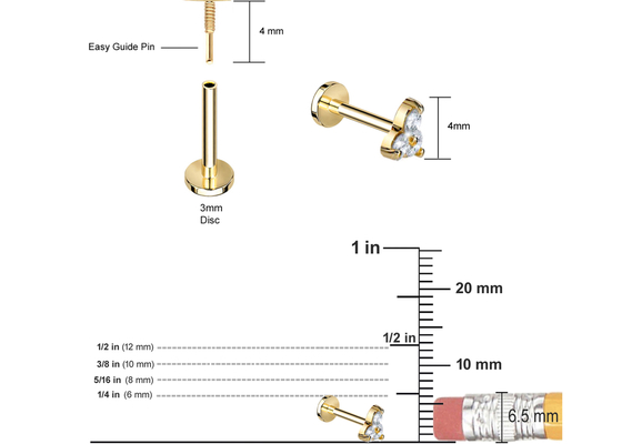 Schneckengoldkörperpiercing-Schmuck-Ohrring Barbell-Form 5mm 8mm 10mm Maß