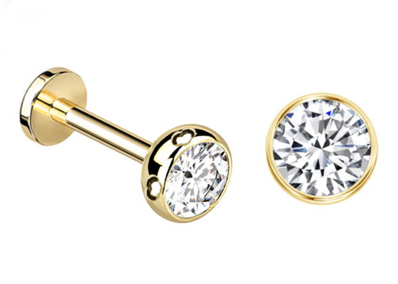Sterile Goldkörperpiercing-Schmuck-Ohrringe schrauben Art-Durchmesser 3×3mm