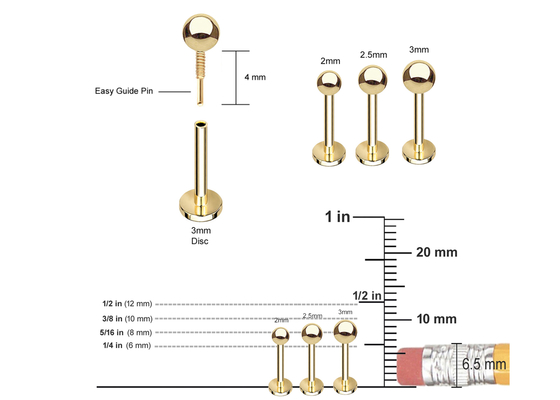 Knorpel-Ohrringe Soems 14k Gold, Länge des Körperpiercing-Ohrring-5mm 8mm 10mm