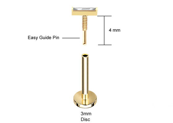 Körperpiercing-Schmuck-Ohrring Soem-ODM des Gold14k mit Rechteck-Diamanten