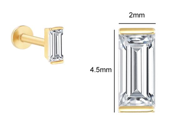 Körperpiercing-Schmuck-Ohrring Soem-ODM des Gold14k mit Rechteck-Diamanten