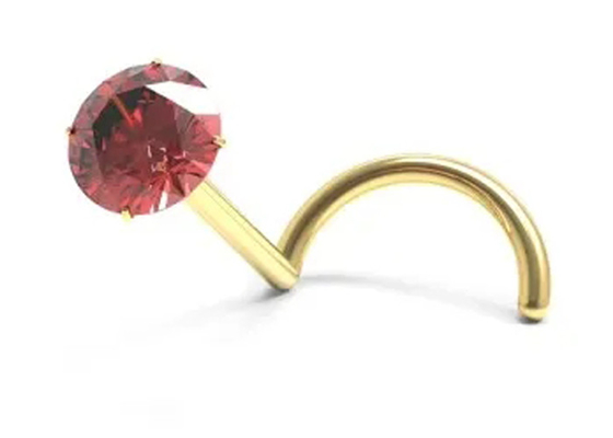 Goldnasenpiercing der Schrauben-18K mit 1.5mm-3mm natürlicher Garnet Stone