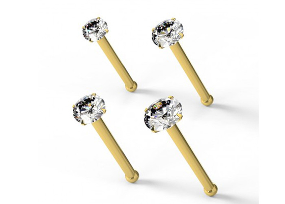 Nasenpiercing der Stärke-0.6mm des Gold18k mit 1.25-3.0mm Diamanten