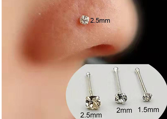 Nasenpiercing der Stärke-0.6mm des Gold18k mit 1.25-3.0mm Diamanten