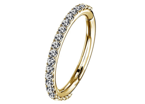 Eingehängter Goldclicker-Greifer der Scheidewand-14k, der Art mit 1.3mm Diamanten einstellt