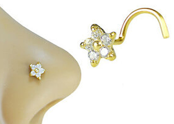 Blume formen 18k Gold Diamond Nose Stud With 1.5mm 0.07ct die 4 Stück-echten Diamanten