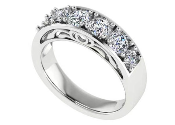 Rundschnitt Weißgold-Verlobungsringe, 6pcs 4.1mm VS1 wirklicher Diamond Wedding Rings