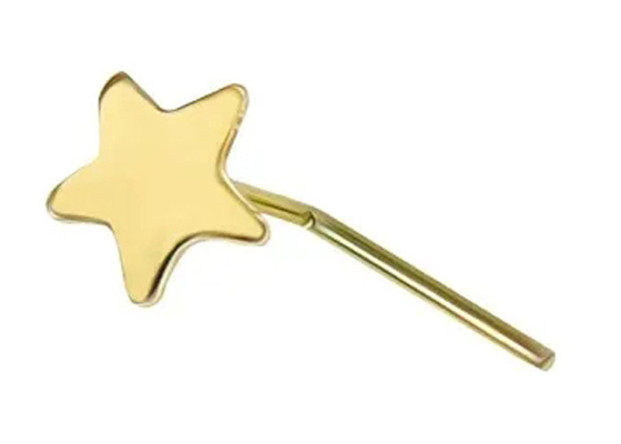 3mm formen einfaches Goldnasenpiercing L Stern-18K 0.6mm Stärke