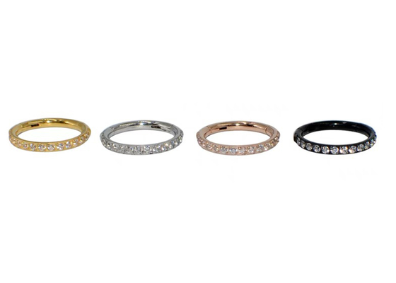 Eingehängte Goldclicker-Bandform des Segment-14K mit 16G pflastern Diamanten